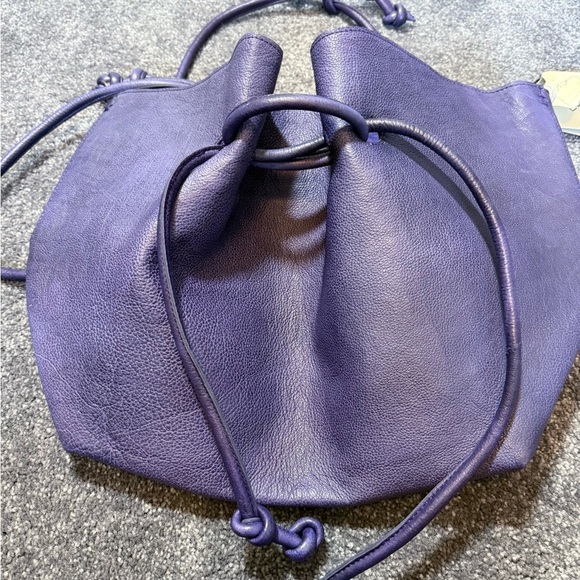 NWT Free People Head Over Heels Purple Leather Satchel Boho Women One Size - Picture 3 of 13